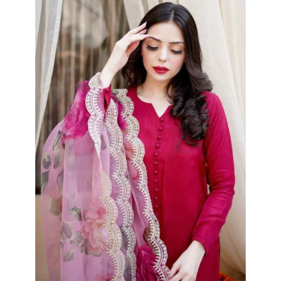 Pink Maska Silk Cotton With Full Sleeve And Fully Stitching Shalwar Kameez