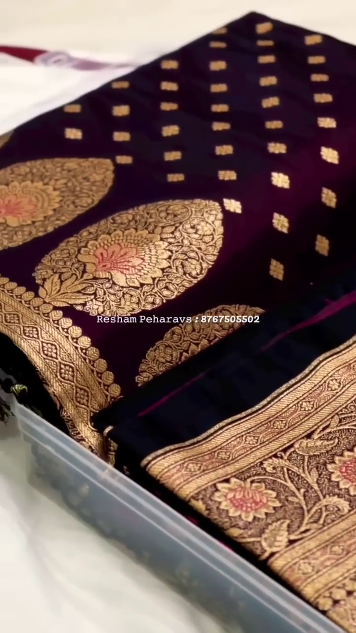 Elegant Purple Banarasi Satin Silk Saree