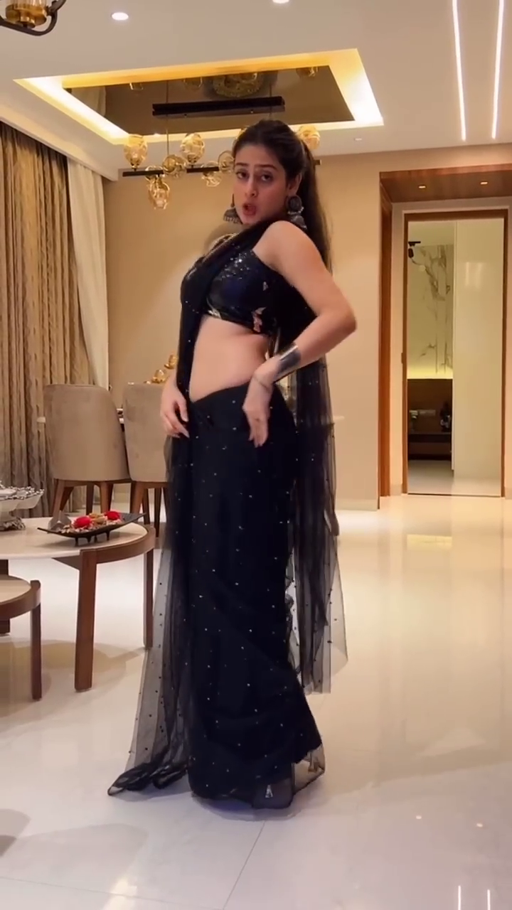 Black Chiffon Saree Ready to Wear Designer Blouse Womens