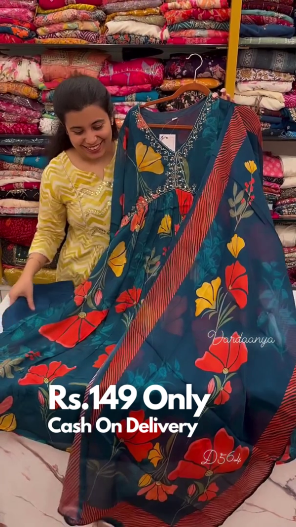 Aliya Cut Most Selling Blue Dress With Dupatta