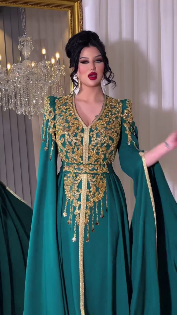 Green Wedding Moroccan Kaftan Designer Kaftan for Women
