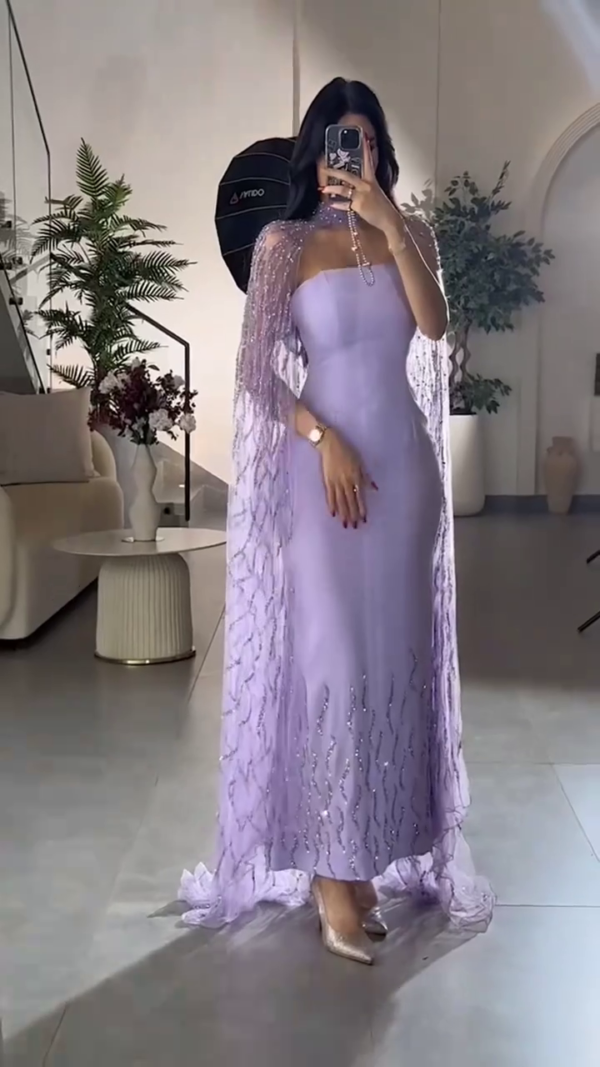 Strapless Organza Evening Dress, Ankle Length Prom Dress for Women