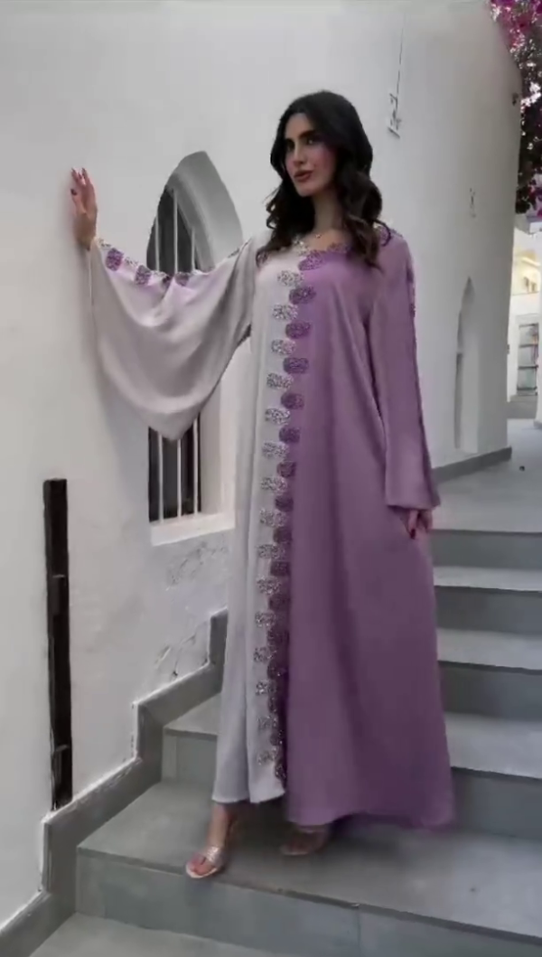 Embellished Maxi Dress in Metallic Crepe - Image 2